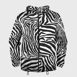Ветровка с капюшоном мужская Шкура зебры черно - белая графика, цвет: 3D-черный