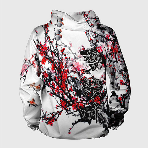 Мужская ветровка Японский стиль иероглифы / 3D-Белый – фото 2