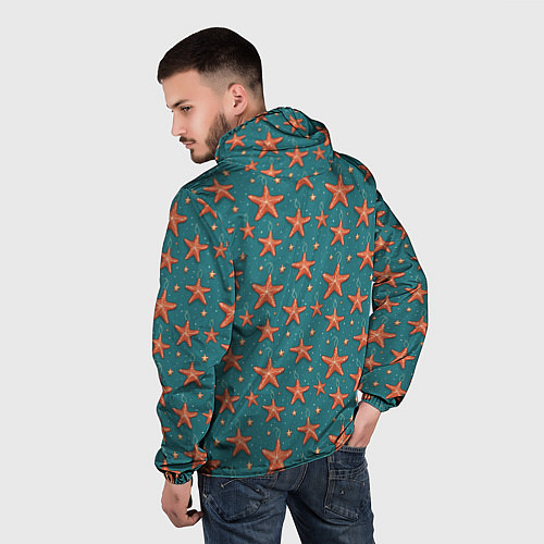 Мужская ветровка Морские звезды тоже хотят на ёлку / 3D-Черный – фото 4