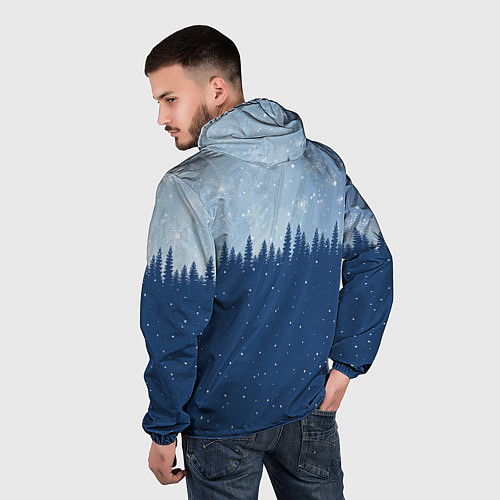Мужская ветровка Дракон в зимнем лесу / 3D-Черный – фото 4