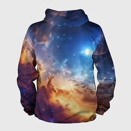 Мужская ветровка Оранжевая небула космос / 3D-Белый – фото 2