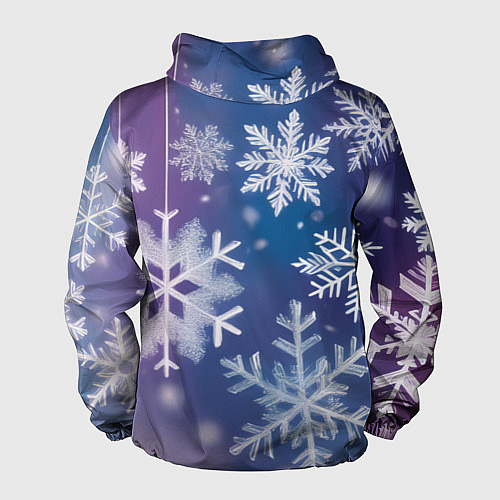 Мужская ветровка Снежинки на фиолетово-синем фоне / 3D-Белый – фото 2
