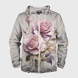 Мужская ветровка Нежные розовые розы на стене