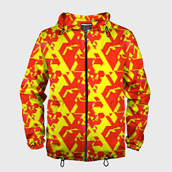 Мужская ветровка Красные фигуры на жёлтом фоне