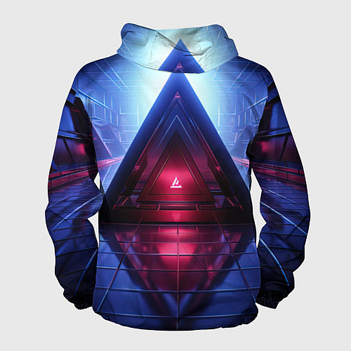 Мужская ветровка Фиолетовое свечение за треугольной абстракцией / 3D-Белый – фото 2