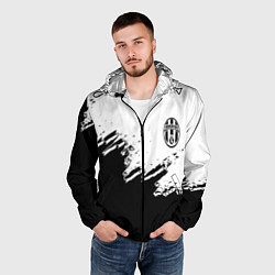 Ветровка с капюшоном мужская Juventus black sport texture, цвет: 3D-черный — фото 2