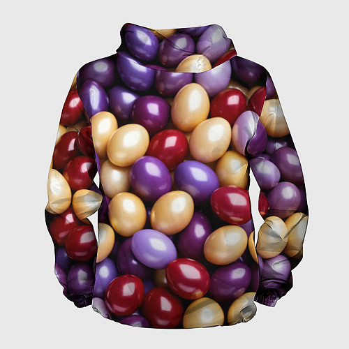 Мужская ветровка Красные и фиолетовые пасхальные яйца / 3D-Черный – фото 2