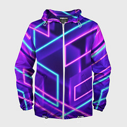 Ветровка с капюшоном мужская Neon Geometric, цвет: 3D-белый