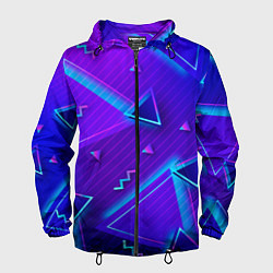 Ветровка с капюшоном мужская Neon Pattern colored, цвет: 3D-черный