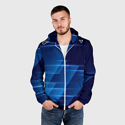 Ветровка с капюшоном мужская Blue background, цвет: 3D-белый — фото 2