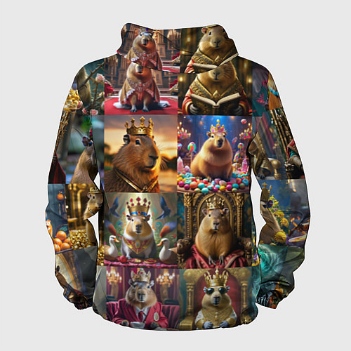 Мужская ветровка Коллаж капибара король в короне / 3D-Белый – фото 2