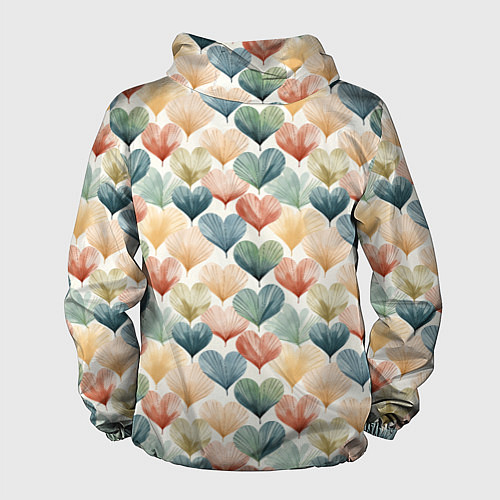Мужская ветровка Разноцветные нарисованные сердечки / 3D-Белый – фото 2