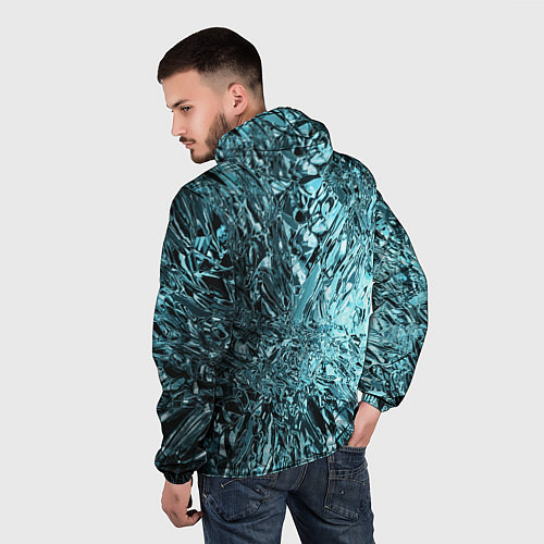 Мужская ветровка Эффект жидкого стекла бирюзовый / 3D-Черный – фото 4