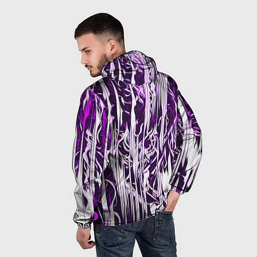 Мужская ветровка Розовые и белые абстрактные узоры / 3D-Черный – фото 4