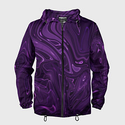 Ветровка с капюшоном мужская Абстакция на темно фиолетовом, цвет: 3D-черный