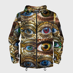 Ветровка с капюшоном мужская Металлические глаза в стиле стимпанк, цвет: 3D-черный