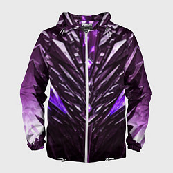 Ветровка с капюшоном мужская Фиолетовые кристаллы и камень, цвет: 3D-белый