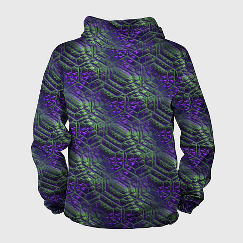 Мужская ветровка Фиолетово-зеленые ромбики / 3D-Черный – фото 2