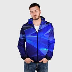 Ветровка с капюшоном мужская Black and blue abstract background sport style, цвет: 3D-черный — фото 2