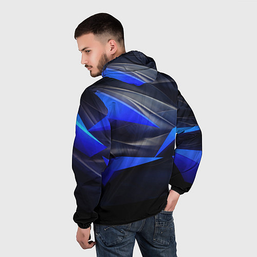 Мужская ветровка Black and blue abstract background sport style / 3D-Черный – фото 4