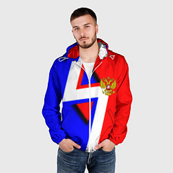 Ветровка с капюшоном мужская Герб России спортивный стиль, цвет: 3D-белый — фото 2