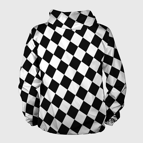 Мужская ветровка Шахматные клетки абстракция / 3D-Белый – фото 2