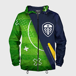 Ветровка с капюшоном мужская Leeds United football field, цвет: 3D-черный