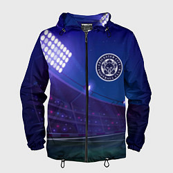 Ветровка с капюшоном мужская Leicester City ночное поле, цвет: 3D-черный