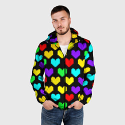 Ветровка с капюшоном мужская Undertale heart pattern, цвет: 3D-черный — фото 2