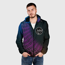 Ветровка с капюшоном мужская Porto футбольная сетка, цвет: 3D-черный — фото 2