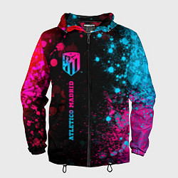 Ветровка с капюшоном мужская Atletico Madrid - neon gradient по-вертикали, цвет: 3D-черный