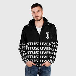 Ветровка с капюшоном мужская Juventus pattern fc club steel, цвет: 3D-черный — фото 2