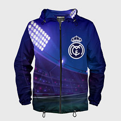 Ветровка с капюшоном мужская Real Madrid ночное поле, цвет: 3D-черный