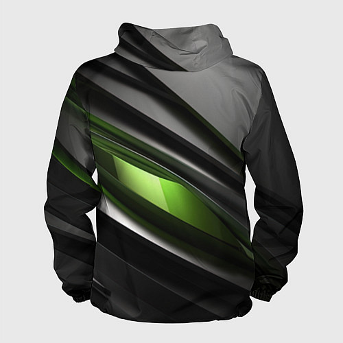 Мужская ветровка Black green abstract geforce style / 3D-Черный – фото 2