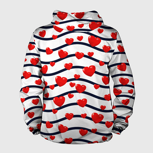 Мужская ветровка Сердца на линиях / 3D-Черный – фото 2