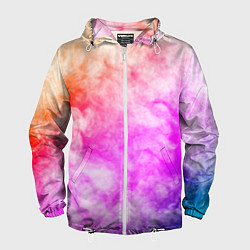 Ветровка с капюшоном мужская Colorful smoke 1, цвет: 3D-белый