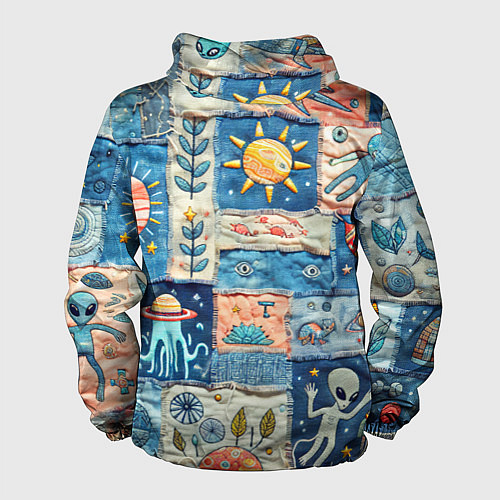 Мужская ветровка Инопланетные обитатели на пэчворке / 3D-Белый – фото 2