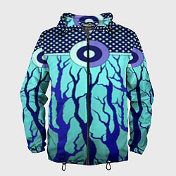 Ветровка с капюшоном мужская Turquoise abstraction, цвет: 3D-черный