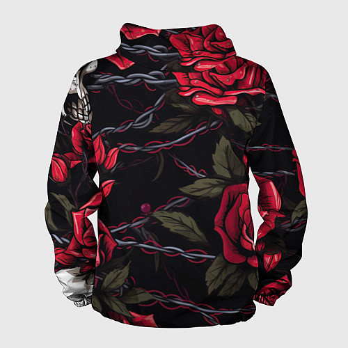 Мужская ветровка Череп и красные розы / 3D-Черный – фото 2