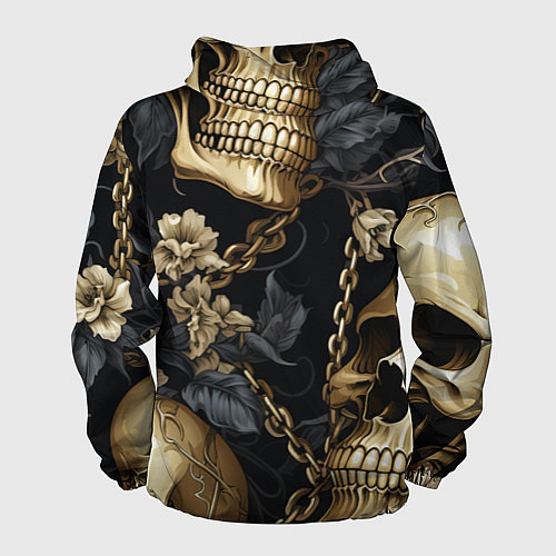 Мужская ветровка Золотые черепа с цепями / 3D-Черный – фото 2