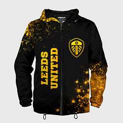 Ветровка с капюшоном мужская Leeds United - gold gradient вертикально, цвет: 3D-черный