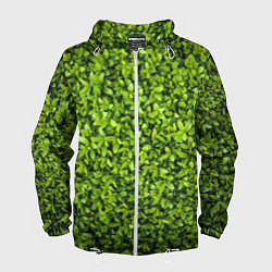 Ветровка с капюшоном мужская Зелёная трава листья, цвет: 3D-белый