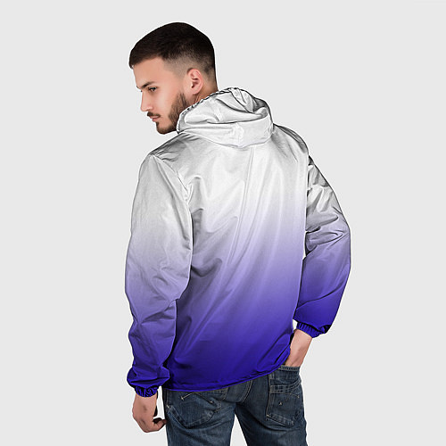 Мужская ветровка Градиент белый ультрамарин / 3D-Черный – фото 4