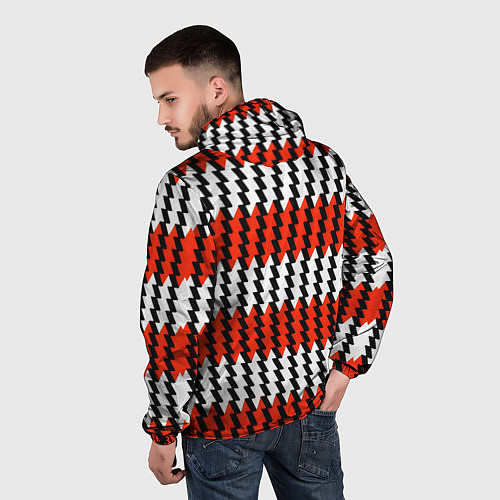 Мужская ветровка Вертикальные красно-белые полосы / 3D-Черный – фото 4