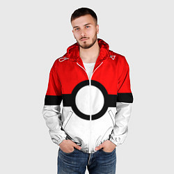 Ветровка с капюшоном мужская Pokeball texture, цвет: 3D-белый — фото 2