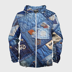 Ветровка с капюшоном мужская Vanguard jeans patchwork - ai art, цвет: 3D-белый