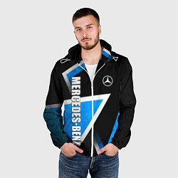 Ветровка с капюшоном мужская Mercedes - blue metal, цвет: 3D-белый — фото 2