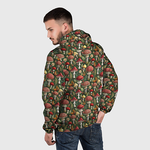 Мужская ветровка Гриб красный мухомор / 3D-Черный – фото 4