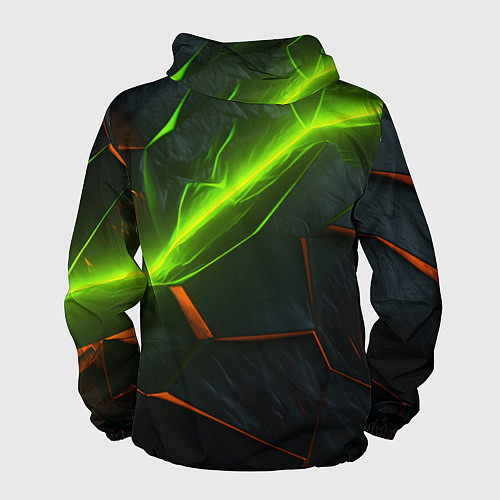 Мужская ветровка Green neon abstract geometry / 3D-Белый – фото 2