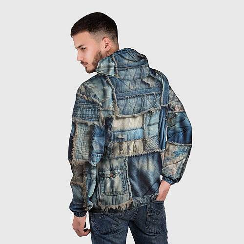 Мужская ветровка Patchwork denim - vogue / 3D-Черный – фото 4